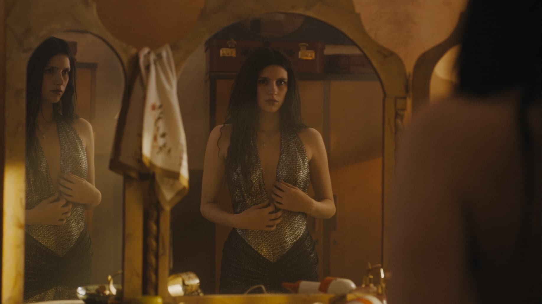 The First Omen | Still features Nell Tiger Free wearing a glamo